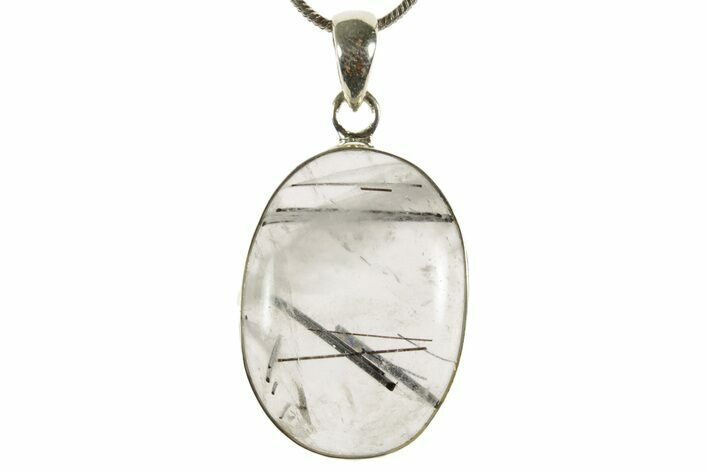 Glassy Tourmalinated Quartz Pendant - Sterling Silver #369892